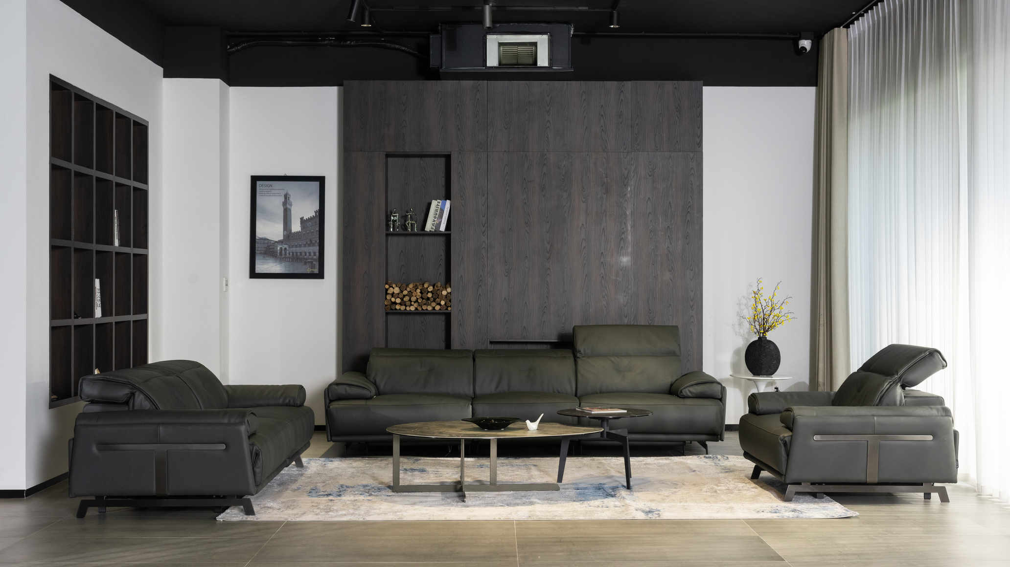 Chi tiết da bò thật toàn phần và đường khâu trên sofa da thật Bocelli — chuẩn cao cấp